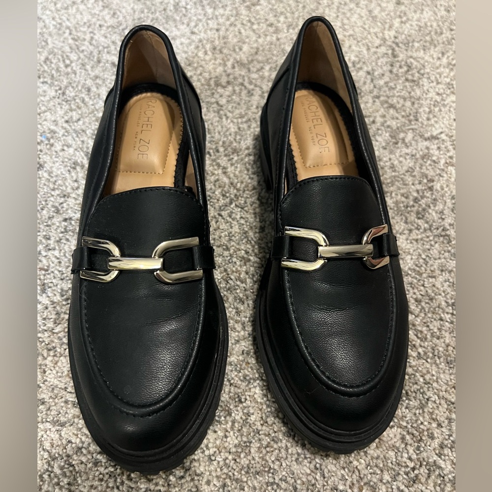 Rachel Zoe Black Leather Slip-On Loafers